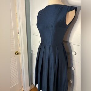VINTAGE 50s navy blue pleated party dress